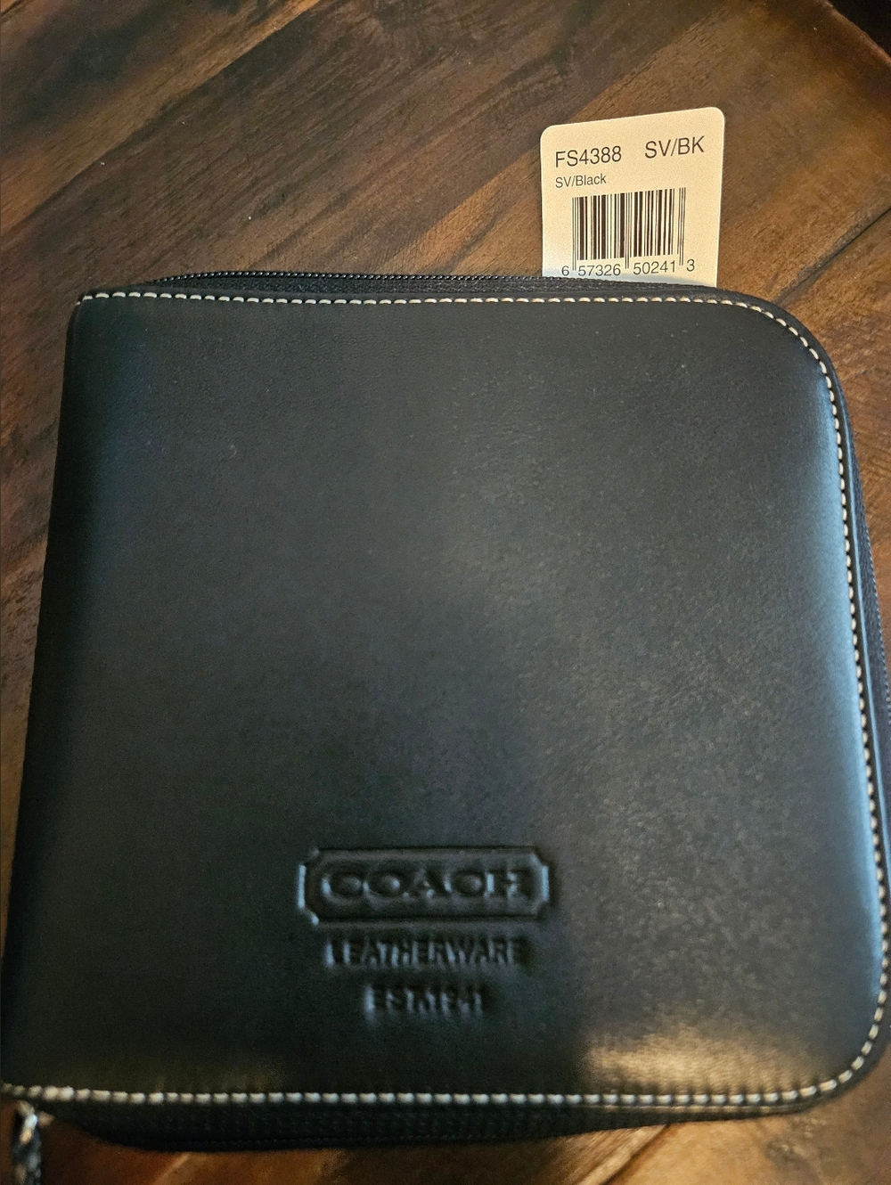 Coach Vintage Black Leather Zip Around CD Case